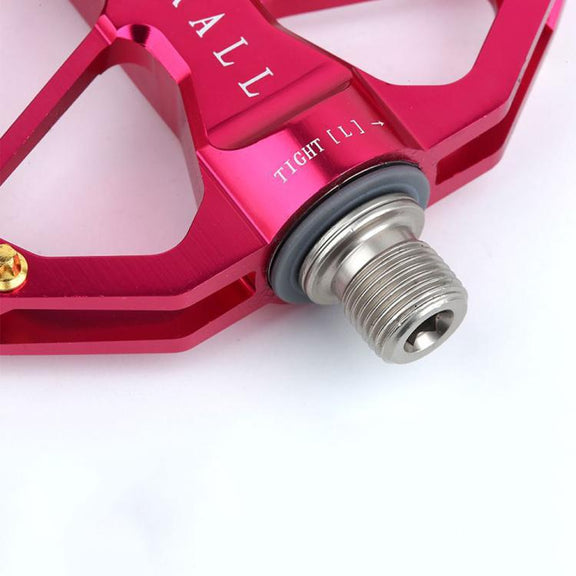 RACEWORK D029 CNC Triple Bearing Hollow Anti-slip Bicycle Pedals(Rose Red)