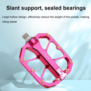 RACEWORK D029 CNC Triple Bearing Hollow Anti-slip Bicycle Pedals(Rose Red)