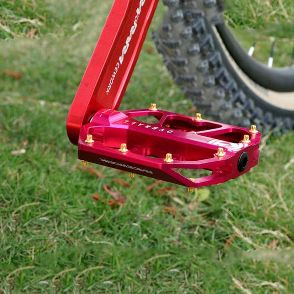 RACEWORK D029 CNC Triple Bearing Hollow Anti-slip Bicycle Pedals(Rose Red)
