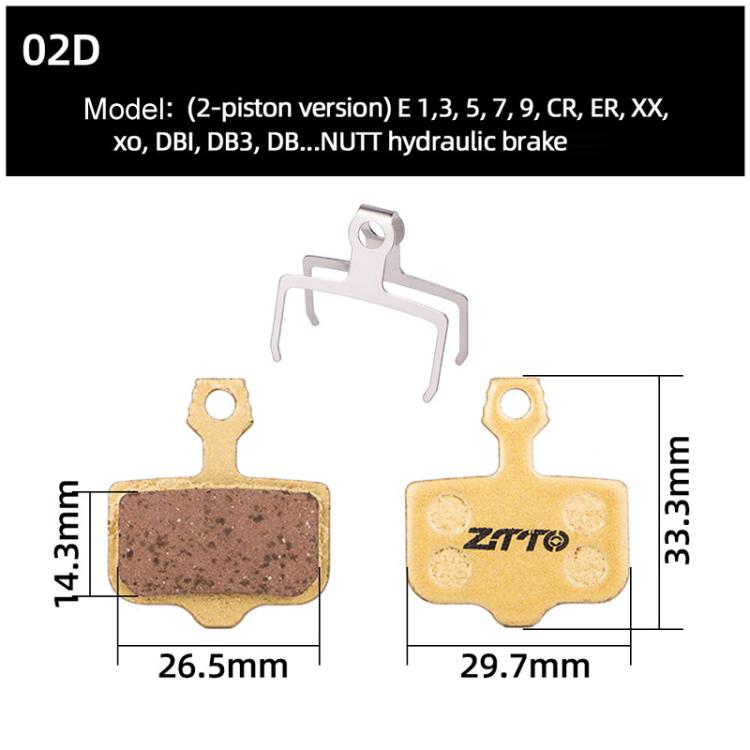 2pairs ZTTO Mountain Bike Full Metal Copper Base Lining Oil Disc Block Brake Pad, Model: MJ-02D