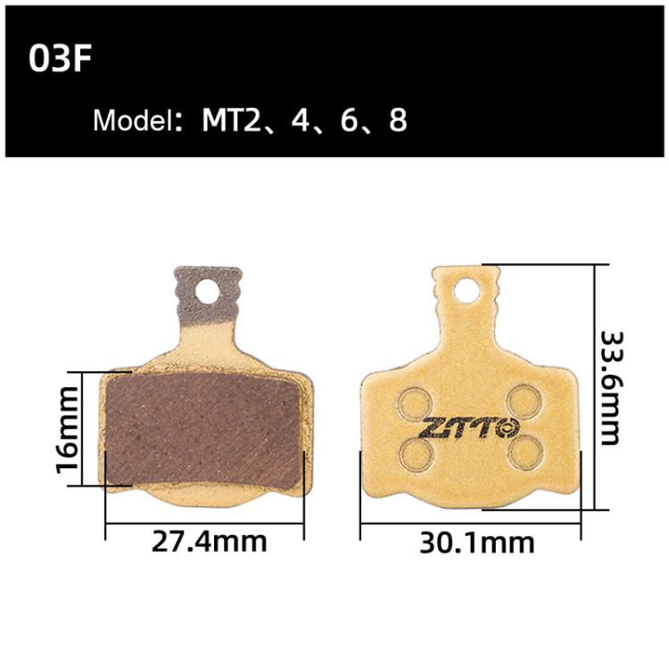 2pairs ZTTO Mountain Bike Full Metal Copper Base Lining Oil Disc Block Brake Pad, Model: MJ-03F