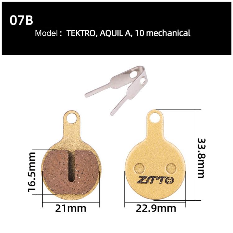 2pairs ZTTO Mountain Bike Full Metal Copper Base Lining Oil Disc Block Brake Pad, Model: MJ-07B