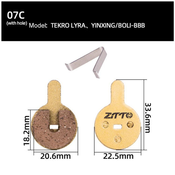 2pairs ZTTO Mountain Bike Full Metal Copper Base Lining Oil Disc Block Brake Pad, Model: MJ-07C With Hole