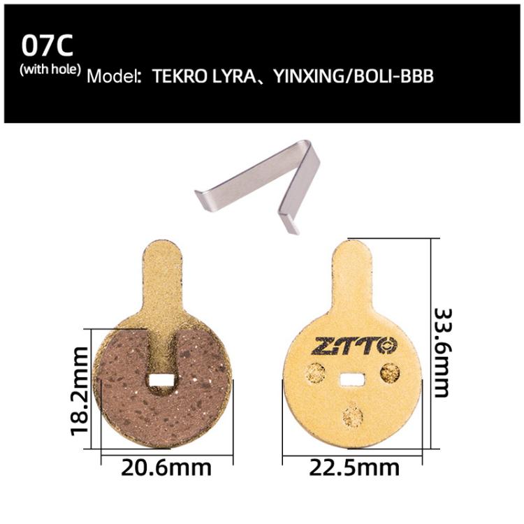 2pairs ZTTO Mountain Bike Full Metal Copper Base Lining Oil Disc Block Brake Pad, Model: MJ-07C With Hole
