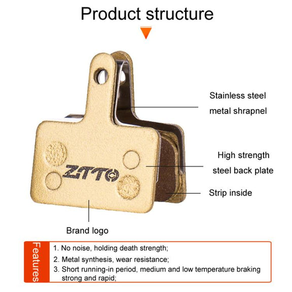 2pairs ZTTO Mountain Bike Full Metal Copper Base Lining Oil Disc Block Brake Pad, Model: MJ-11C