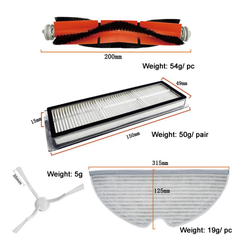 14pcs /Set For Xiaomi 1C / 2C / L10pro / D9 Sweeping Robot Accessories Main Side Brush Hepa Filter Mop Rag