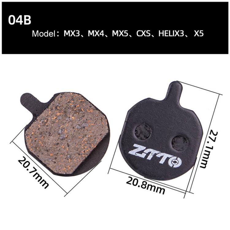 2pairs ZTTO Bicycle Disc Braking Pads Mountain Bike Semi-Metallic Resin Brake Pads, Model: MS-04B