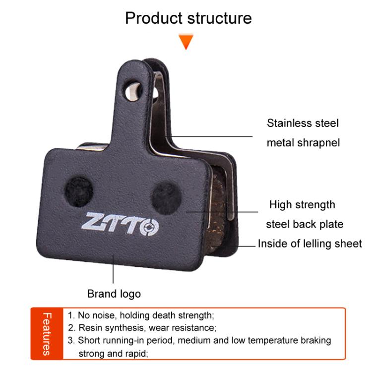 2pairs ZTTO Bicycle Disc Braking Pads Mountain Bike Semi-Metallic Resin Brake Pads, Model: MS-02B - Bicycle Brake Parts by ZTTO | Online Shopping South Africa | PMc TechLife | Buy Now Pay Later Mobicred