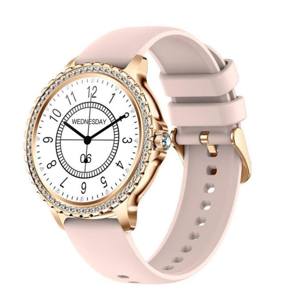 Bluetooth Calling AI Voice Assistant Life Water-resistant Sports Smartwatch, Color: Gold Pink Silicone Strap