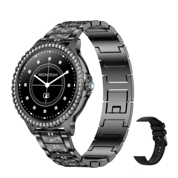 Bluetooth Calling AI Voice Assistant Life Water-resistant Sports Smartwatch, Color: Black Rough Steel Strap+Black Silicone Strap