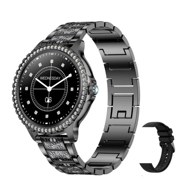 Bluetooth Calling AI Voice Assistant Life Water-resistant Sports Smartwatch, Color: Black Rough Steel Strap+Black Silicone Strap