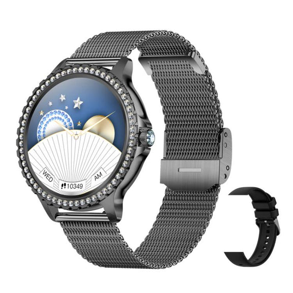 Bluetooth Calling AI Voice Assistant Life Water-resistant Sports Smartwatch, Color: Black Mesh Strap+Silicone Strap