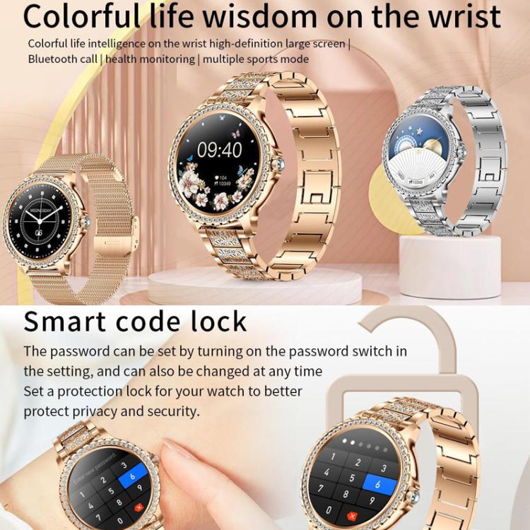 Bluetooth Calling AI Voice Assistant Life Waterproof Sports Smartwatch, Color: Gold Rough Steel Strap+Pink Silicone Strap - free shipping - PMC TechLife - Order now!