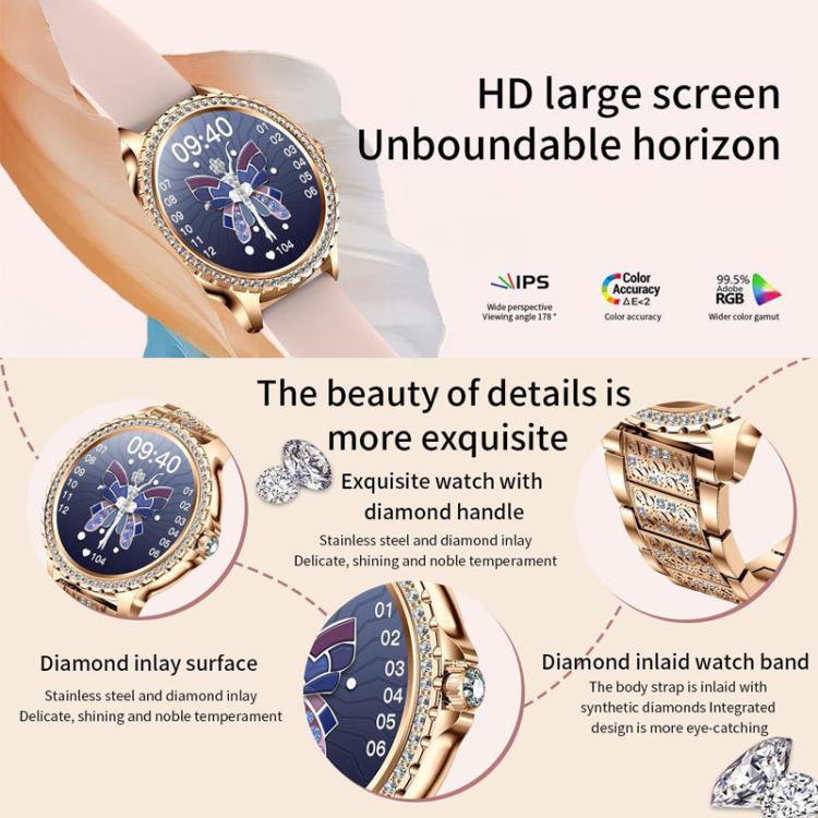 Bluetooth Calling AI Voice Assistant Life Water-resistant Sports Smartwatch, Color: Gold Mesh Strap+Silicone Strap
