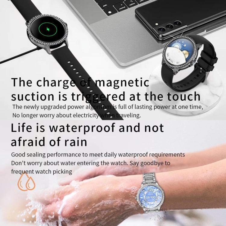 Bluetooth Calling AI Voice Assistant Life Waterproof Sports Smartwatch, Color: Gold Rough Steel Strap+Pink Silicone Strap - free shipping - PMC TechLife - Order now!