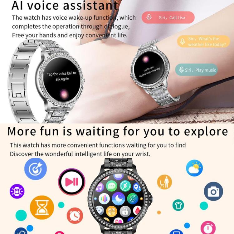 Bluetooth Calling AI Voice Assistant Life Waterproof Sports Smartwatch, Color: Gold Rough Steel Strap+Pink Silicone Strap - free shipping - PMC TechLife - Order now!
