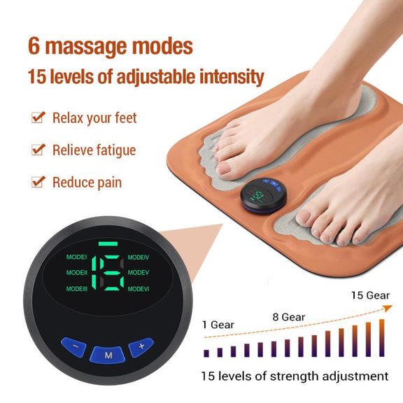 EMS Smart 6-mode 15-level 3D Foot Massage Pad Microcurrent Foot Massager(Orange)