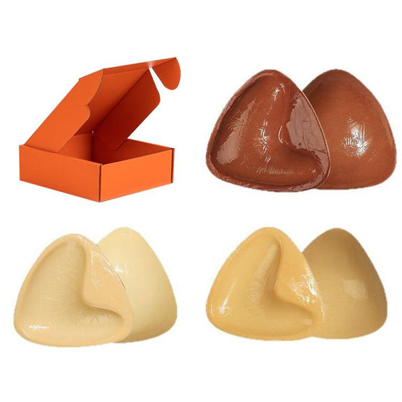 Double-Sided Silicone Thickened Inserts Gather Triangle Breast Pads, Size: L/C(Medium Skin Color With Orange Box)