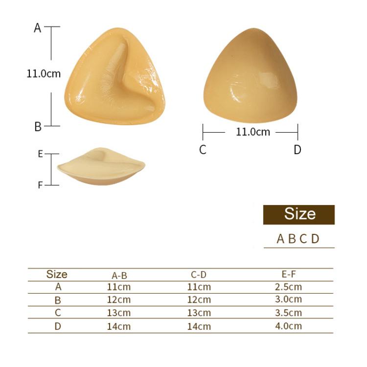 Double-Sided Silicone Thickened Inserts Gather Triangle Breast Pads, Size: L/C(White Skin Color With Orange Box)