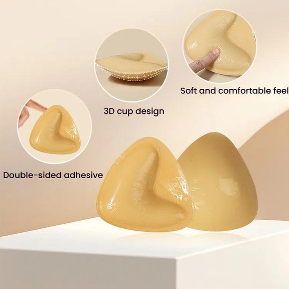 Double-Sided Silicone Thickened Inserts Gather Triangle Breast Pads, Size: L/C(Medium Skin Color With Orange Box)