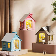 500ML Portable Mini Snow House Humidifier USB Desktop Snowman Colorful Ambient Light Air Humidifiers, Size: Rechargeable(Pink)