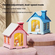 500ML Portable Mini Snow House Humidifier USB Desktop Snowman Colorful Ambient Light Air Humidifiers, Size: Plug-in(Pink)