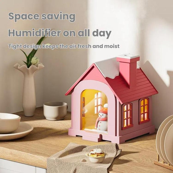 500ML Portable Mini Snow House Humidifier USB Desktop Snowman Colorful Ambient Light Air Humidifiers, Size: Rechargeable(Blue)