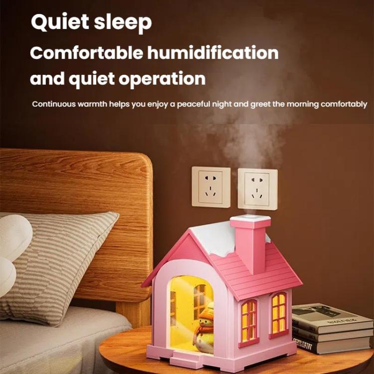 500ML Portable Mini Snow House Humidifier USB Desktop Snowman Colorful Ambient Light Air Humidifiers, Size: Plug-in(Blue)