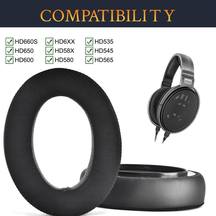 1pair Ice Feeling Earpads For Sennheiser HD650, HD660 S, HD600, HD580, HD565, HD545, HD535 Replacement Earmuffs(Black)