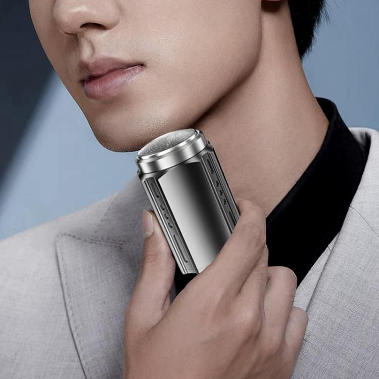 Portable Electric Shaver for Men with LCD Display ��� Travel-Friendly Mini Shaver, USB Type-C Fast Charging, Water-resistant & Washable Design, Style: 6-blade Head Dark Metallic Gray