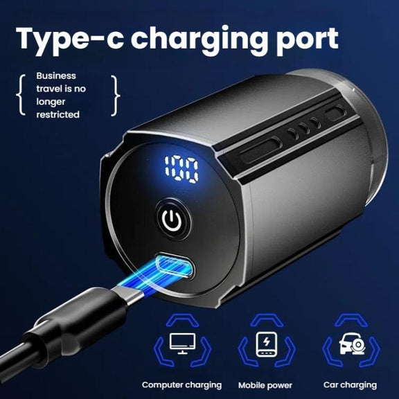 Portable Electric Shaver for Men with LCD Display ��� Travel-Friendly Mini Shaver, USB Type-C Fast Charging, Water-resistant & Washable Design, Style: 6-blade Head Dark Metallic Gray