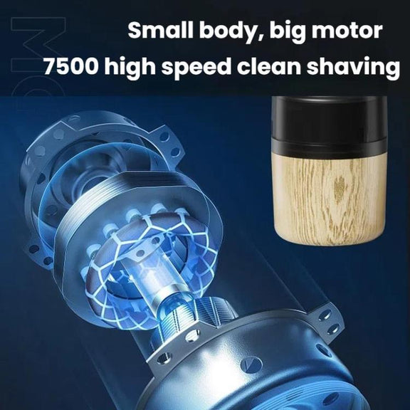 Wood Grain Electric Shaver Rechargeable Men Shaver with 6 Stainless Steel Blades, Water-resistant Washable Head & High-Power Motor for Smooth Shaving 2207
