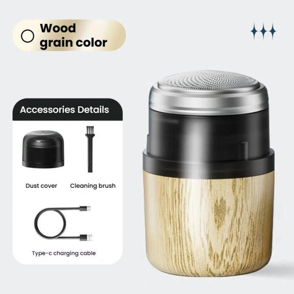 Wood Grain Electric Shaver Rechargeable Men Shaver with 6 Stainless Steel Blades, Water-resistant Washable Head & High-Power Motor for Smooth Shaving 2207