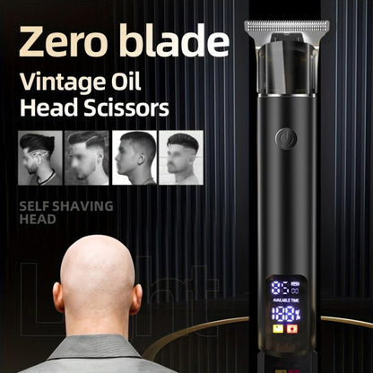 Rechargeable Haircut Kit Hair Clippers For Men - Zero Blade Trimmer For Vintage Oil Head & Bald Head Styles(Black) - free shipping - PMC Jewellery - Order now!