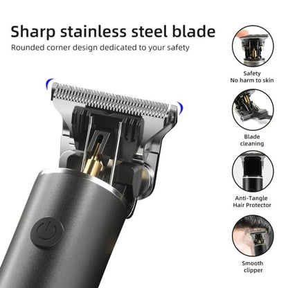 Rechargeable Haircut Kit Hair Clippers For Men - Zero Blade Trimmer For Vintage Oil Head & Bald Head Styles(Black) - free shipping - PMC Jewellery - Order now!