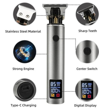 Rechargeable Haircut Kit Hair Clippers For Men - Zero Blade Trimmer For Vintage Oil Head & Bald Head Styles(Black) - free shipping - PMC Jewellery - Order now!
