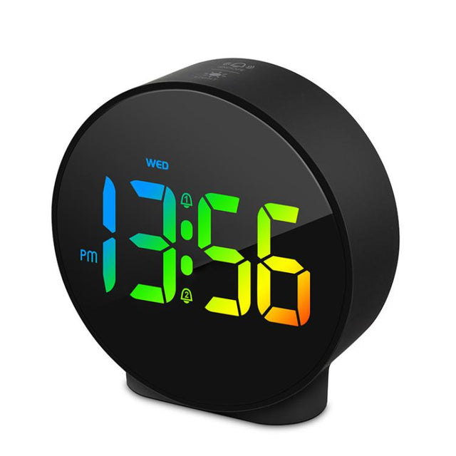 EDUP EH-8816 Simple Digital Electronic Clock Night Light Battery Plug-in Dual Power Mode Alarm Clock(Black Case Colorful Letter)