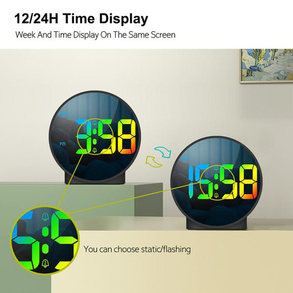 EDUP EH-8816 Simple Digital Electronic Clock Night Light Battery Plug-in Dual Power Mode Alarm Clock(Black Case Colorful Letter)
