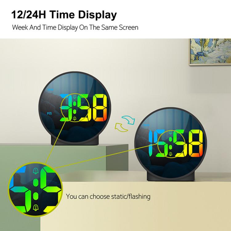 EDUP EH-8816 Simple Digital Electronic Clock Night Light Battery Plug-in Dual Power Mode Alarm Clock(Black Case Colorful Letter)
