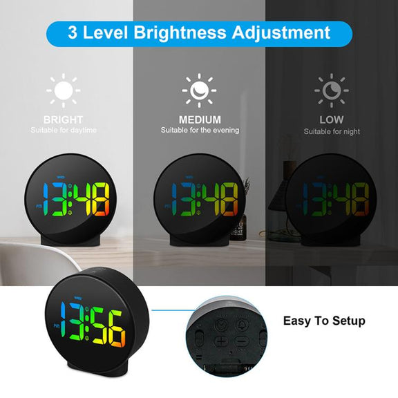 EDUP EH-8816 Simple Digital Electronic Clock Night Light Battery Plug-in Dual Power Mode Alarm Clock(Black Case Colorful Letter)