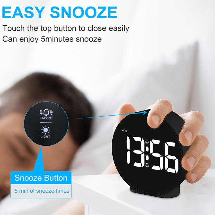 EDUP EH-8816 Simple Digital Electronic Clock Night Light Battery Plug-in Dual Power Mode Alarm Clock(White Case White Letter)