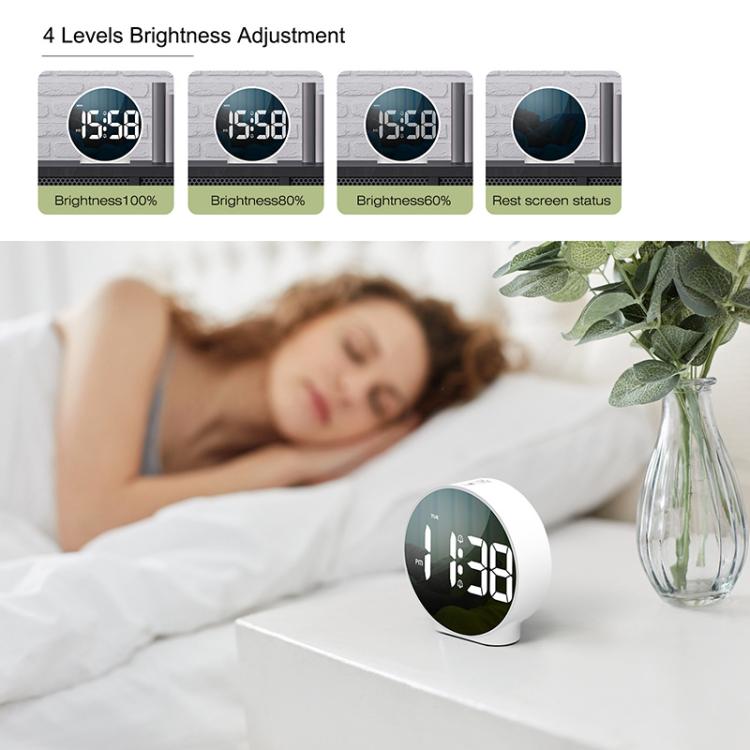EDUP EH-8816 Simple Digital Electronic Clock Night Light Battery Plug-in Dual Power Mode Alarm Clock(White Case Colorful Letter)