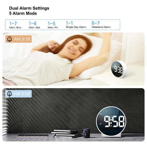 EDUP EH-8816 Simple Digital Electronic Clock Night Light Battery Plug-in Dual Power Mode Alarm Clock(Black Case Colorful Letter)