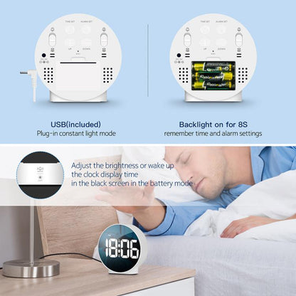 EDUP EH-8816 Simple Digital Electronic Clock Night Light Battery Plug-in Dual Power Mode Alarm Clock(White Case Colorful Letter) - free shipping - PMC Jewellery - Order now!