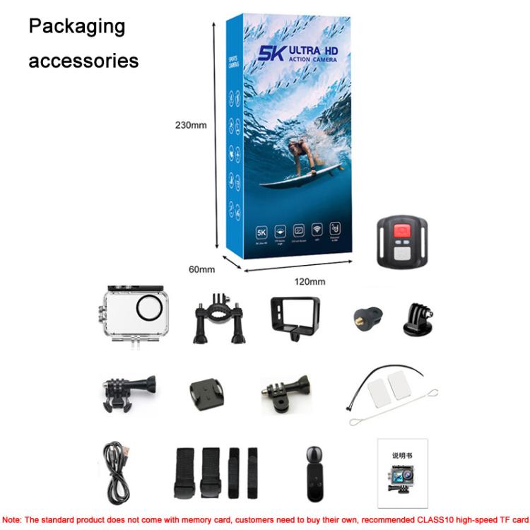 M40TR With Touch Screen + Remote Control 5K Action Camera Anti-Shake Outdoor HD Shooting Cycling Recorder Under Dive Camera