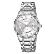 SKMEI Business Casual Watches Diamond Case Luminous Water-resistant Quartz Watch, Style: Men Silver Case Silver Dial