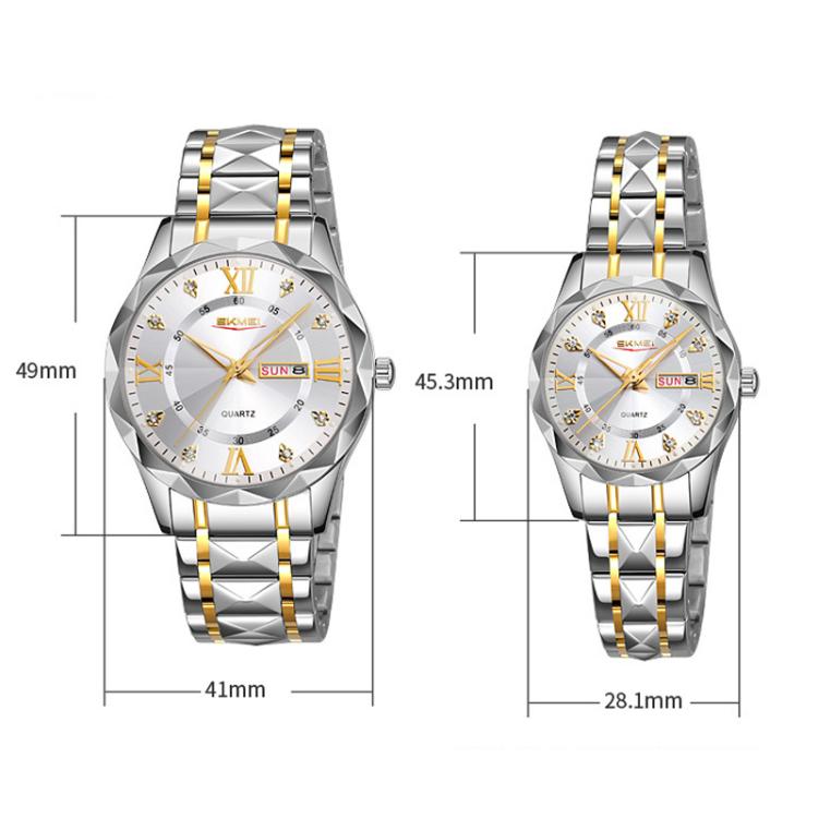 SKMEI Business Casual Watches Diamond Case Luminous Waterproof Quartz Watch, Style: Men Silver Case Blue Dial - free shipping - PMC TechLife - Order now!