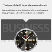 SKMEI Business Casual Watches Diamond Case Luminous Water-resistant Quartz Watch, Style: Men Silver Case Blue Dial