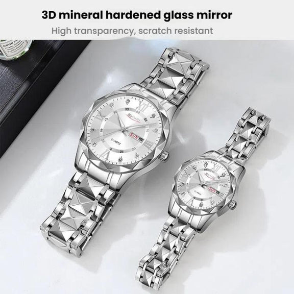 SKMEI Business Casual Watches Diamond Case Luminous Water-resistant Quartz Watch, Style: Men Silver Case Blue Dial