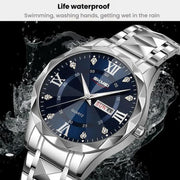 SKMEI Business Casual Watches Diamond Case Luminous Water-resistant Quartz Watch, Style: Women Silver Gold Strap Black Dial